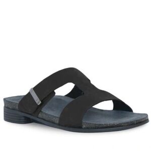 New Munro Jody Slide Sandal Black Nubuck Comfort Sz 8 Narrow